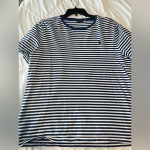 Men’s Ralph Lauren Blue & White Striped Slim Fit Tshirt size L/XL